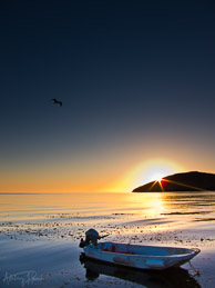 Sunrise behind Catalina Island, California