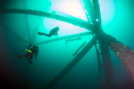 Technical divers on Elly Oil Rig