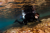 Diver on sandy bottom, Curaçao